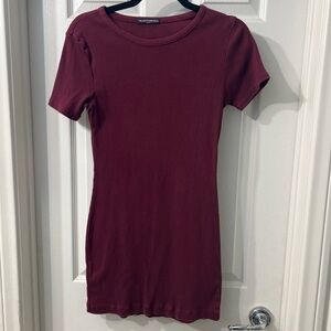 Brandy Melville Ribbed Bodycon Dress – Burgundy